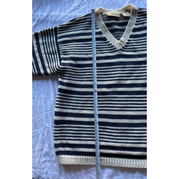 Vintage Limited America Sweater Women’s Sz Small Blue Cream Stripes Cotton - Picture 5 of 14